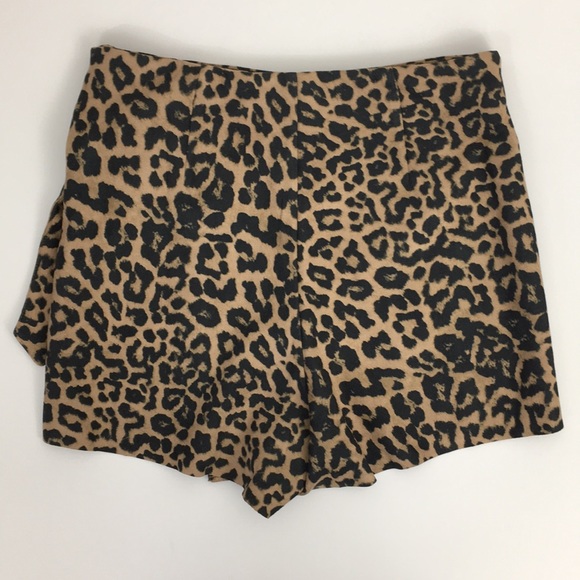 Zara | Shorts | Zara Leopard Animal Print Skort Shorts Side Zip | Poshmark